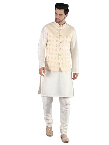 Image of Uri and MacKenzie Men's Silk Blend Kurta Pajama with Designer Ethnic Nehru Jacket /Modi Jacket
