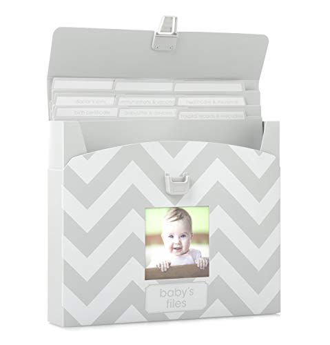 Image of Baby File Keeper Organizer, Gray Chevron, Newborn Baby Document Organizer, Durable File Folder