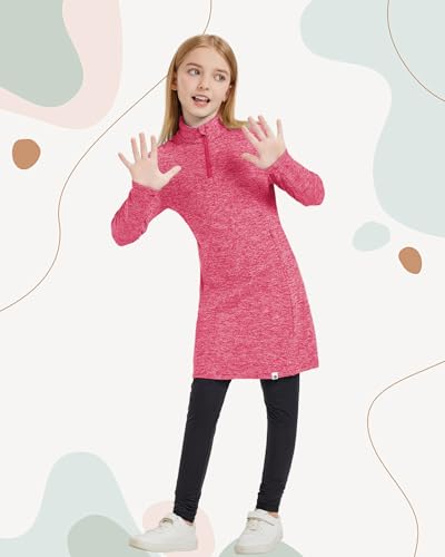 Soneven Girls' Winter Fleece Dress 1/4 Zip Thermal Tunic Sweatshirt Dress Outfits Pocket4
