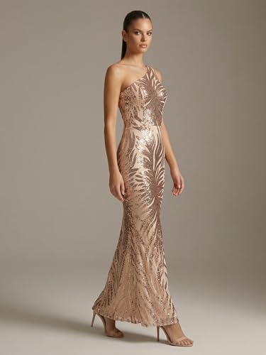 Image of Giffniseti Women's One Shoulder Holographic Sequin Dresses Evening Gown Formal Prom Maxi Dress