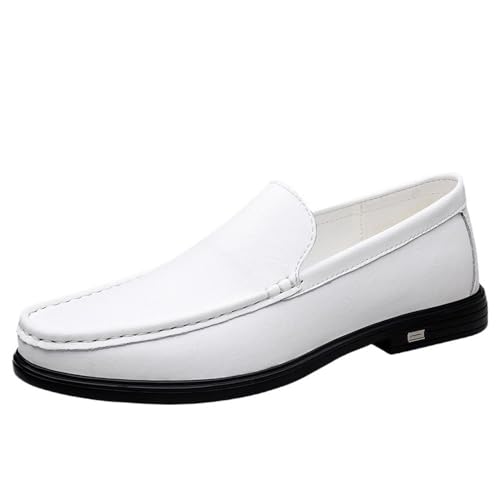 Slip On Round Toe Solid Color Leather Loafer Shoes Comfortable Anti-Slip Lightweight Prom Outdoor