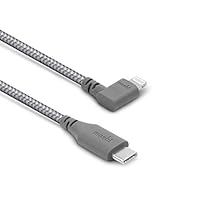 Moshi Integra USB C to Lightning Cable 90 Degree 5ft/1.5m [MFi-Certified], iPhone 12 Charger, PD Fast Charging 60W, Ballistic Nylon Braiding for iPhone 12/11 Series Use with USB C Charger
