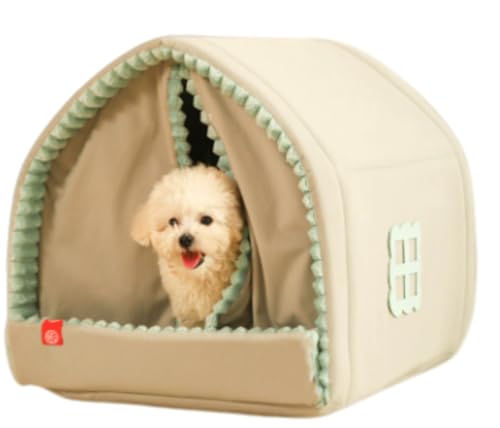 DYElite 犬用ベッド ドーム型ペット ドーム型 ハウス 犬猫兼用 室内用 冬用 ふわふわ 洗える クッション付き 犬小屋 猫ハウス 大型犬/中型犬/小型犬用 用品 (M) (L: 56*51*51 30猫以下のペットに