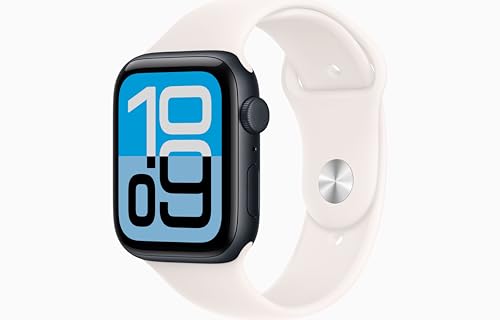 Apple Watch SE 3 [GPS, 44mm] Midnight Aluminum Case with Light Blush Sport Band, S/M (Renewed Premium)