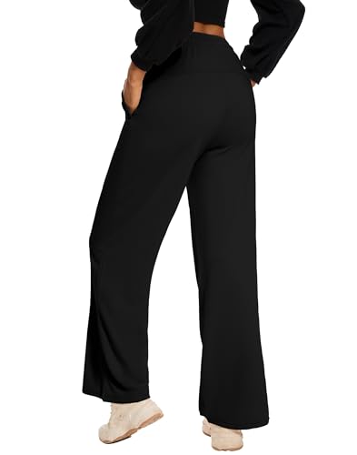 M MOTEEPI Women Sweatpants Wide Leg 30" Lounge Sweat Pants Casual Baggy Trousers with Elastic Waist Straight Leg4