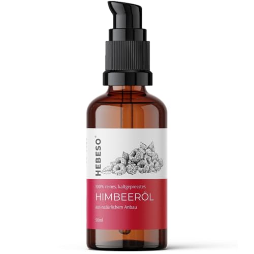 Himbeersamenöl 100% Reines Bio Kaltgepresst 50ml | Anti-Aging Pflege Vitamin A/E EFA reichhaltiges Öl | Behandelt Falten Fältchen trockene Haut | Eine 100% BIO Gesichtspflege
