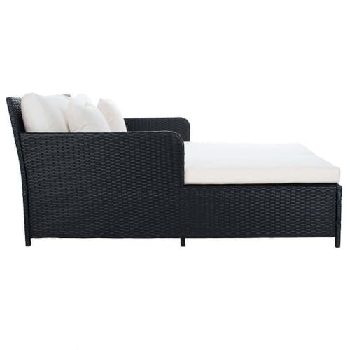Image of BRISHI Outdoor /Pool Side /Garden /Balcony /Porch /Backyard /Terrace /Patio /Beach /Rectangular Sofa Sunbed Wicker and Rattan Daybed (Black /White)