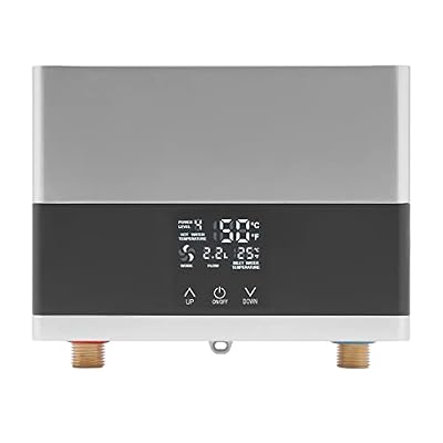 110V 36A Tankless Electric Water Heater, w/Remote Control 4000W Wall Mount Water Heaters, On Demand Instant Hot Water Heater, Under Sink Plug in Water Heaters (Silver, No plug, Bottom Water Inlet)