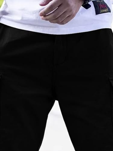 Image of Men Cotton Cargo Shorts Casual Regular Fit Knee Length Multi Pocket Utility Shorts for Travel Outdoor Summer Wear Comfortable Durable Daily Use