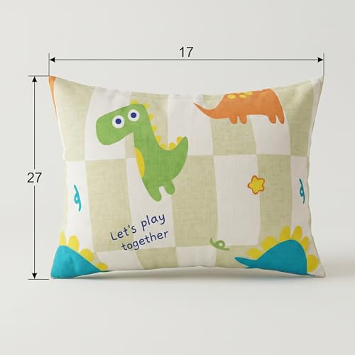 Image of Filymore Kids Double Bedsheet with 2 Pillow Covers - Cartoon Dinosaur Theme, 240 TC Soft Microfiber Bed Sheet for Double Bed (90x90 Inches), Breathable & Skin-Friendly Kids Bedding Set, Green & White