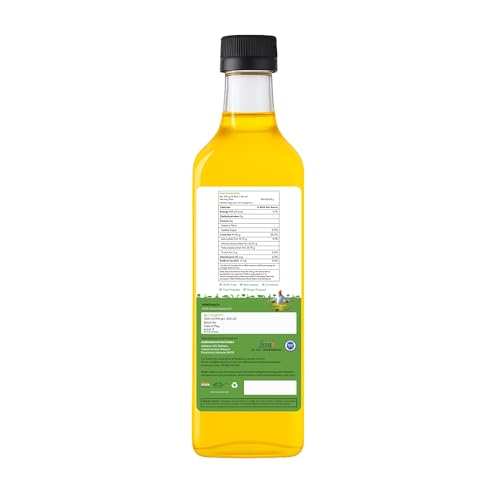 Image of 1L Wood Pressed Yellow Mustard Oil (Peeli Sarson Tel) - Cold Pressed Kachi Ghani Sarso Oil for Daily Cooking - Natural, Unrefined & Chemical Free - PET Bottle