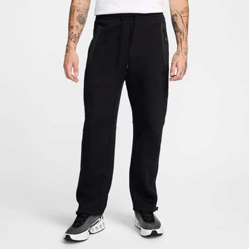 Nike Tech Men's Fleece Open-Hem Pants (HJ6533-010, Black/Black)2