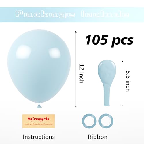 Image of Voircoloria 105pcs Pale Aqua Balloons 12inch Party Latex Balloons for Boys Girls Birthday Baby Shower Gender Reveal Wedding Sunflower Party Decorations