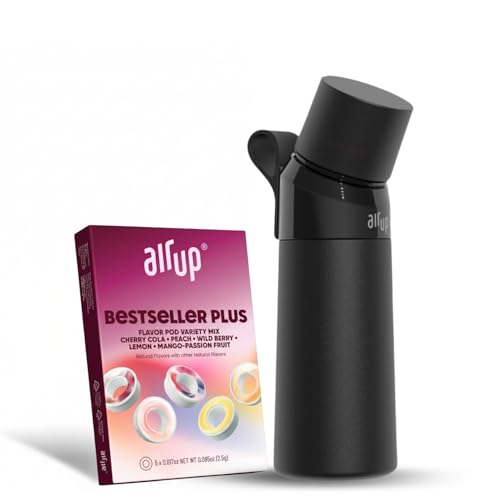 air up® water bottle (16oz) Steel Black + 5x pods Flavor Fiesta...