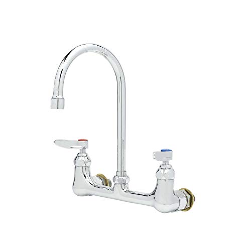 T&S Brass B-0331-CC Faucet, Wall Mount, 8" Centers, Swivel Gooseneck, 1/2" NPT Male Inlets