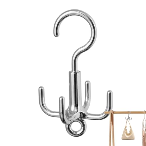 Gancho de barra de armario, percha de cinturón | Organizador de cinturón giratorio de 360 grados con 4 ganchos, gancho de almacenamiento para...