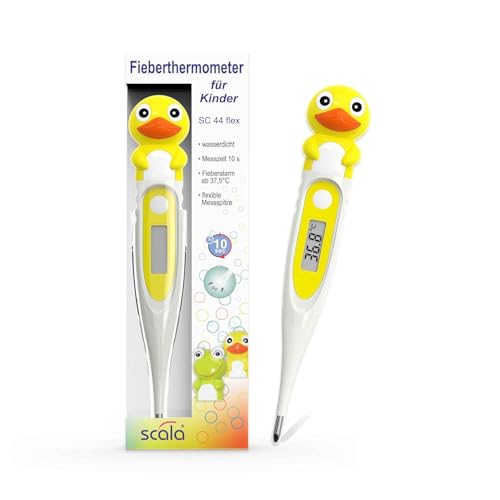 Scala Sc 44 Duck Flex Speed 10 Sec. Termómetro Digital Fiebre Corporal Niños Adultos Medición Oral Rectal Axilar Preciso Rápido Seguro, Verde, Unisex, jaune