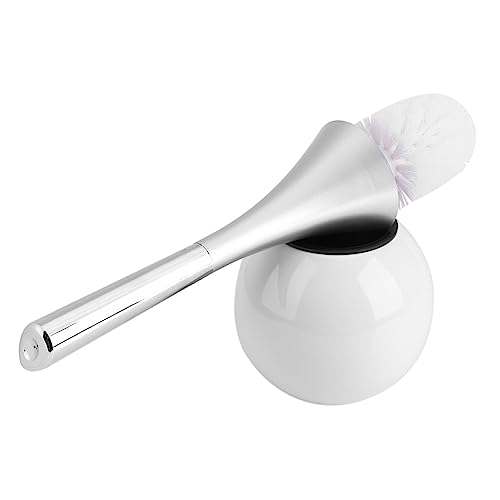 Denash Bathroom Toilet Brush, Cleaning Scrub Brush Holder Set including Stainless Steel Base(White) - Image 2