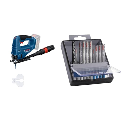 Bundle of Bosch Professional 18V System scie sauteuse sans-fil GST 18V-95 B (sans batterie ni chargeur) + Bosch 10x Kit de lames de scie sauteuse PRO Wood and...