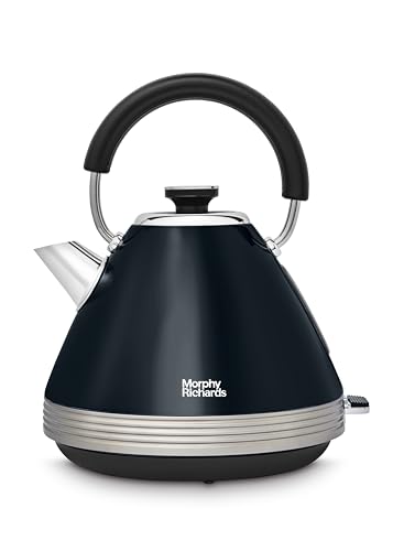 Morphy Richards Venture Pyramid Kettle, 1.5L, 3KW Rapid Boil, Easy View Water Window, Removable Limescale Filter, 360 Cordless Base, Onyx and Nickel, 100334