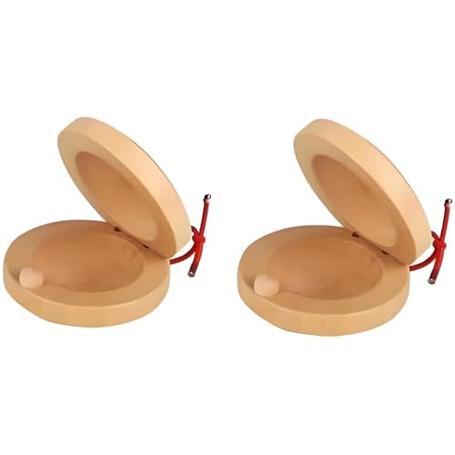 Wooden Castanet Percussion Instrument - 2Pcs Hand Finger Castanets Wood Castanets Classroom DIY Rhythm Music Musical Instrument