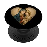 Santa Maria Con Bambino Gesù Cristo Santa Maria Icona Cuore PopSockets PopGrip Adesivo