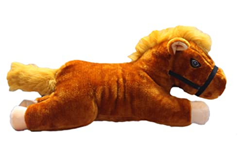 Image of Tickles Soft Stuffed Plush Horse Animal Toy for Kids Room (Color: Brown Size: 60)