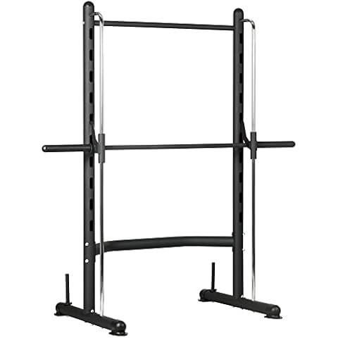 Soozier Squat Rack with Pull-Up Bar, Adjustable Power Rack with Barbell Bar, Multi-Functional Bench Press Rack for Home Gym Strength Training Cover