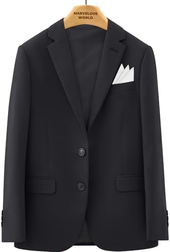 Marvelous World Boys' Formal Slim Fit Suit Set Black Size 14 — view 6