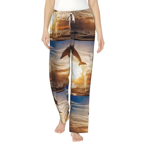 Pantalon de pyjama en flanelle pour femme avec poches et cordon