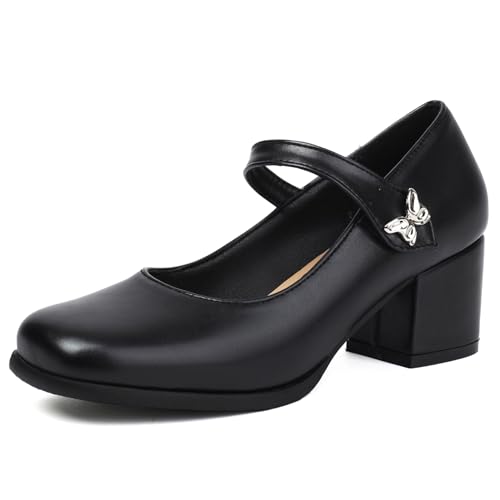 Asterisco Women Block Heel Pumps with Platform Mary Jane High Heels Shoes-240122, Size 2-11