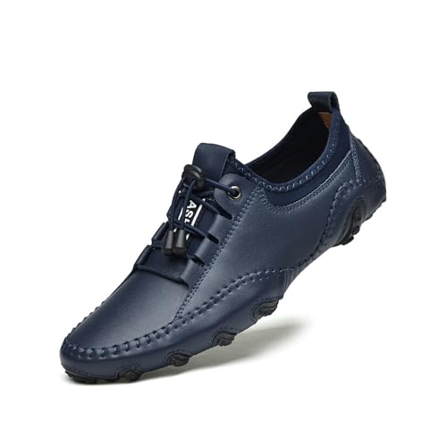 AngryMonkey Men Casual Slip On Walking Driving Shoes Comfort Adjustable Handmade Light Breathable Penny Loafers Moccasin Flats Vacation Shoes