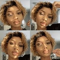 Perruque courte bouclée rousse avec frange pour changer de style