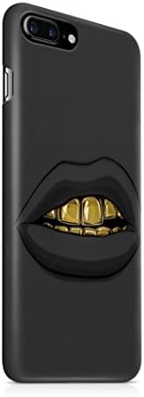 Black Lips With Golden Teeth Protective Hard Plastic Shell Case Cover For iPhone 7 Plus