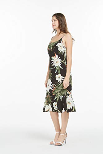 Image of Family Matching Hawaiian Clothes, Wispy Cereus Black | Lightweight 100% rayon • Family matching outfits • Tropical floral print • Beach vacations • Luaus • Cruises • Family photos
