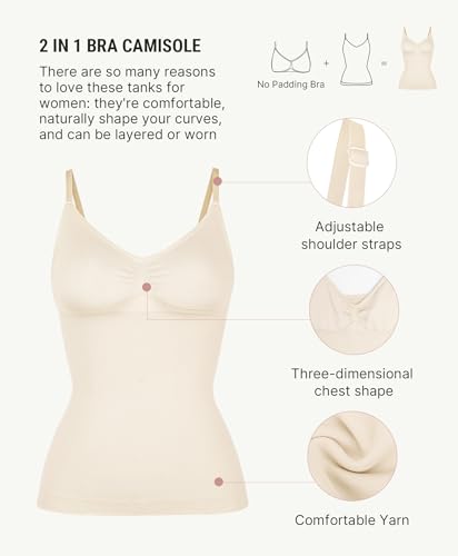 Image of FeelinGirl Womens Tank Top Shapewear Tummy Control Tops Slimming Cami Tank Seamless Compression V Neck Camisole