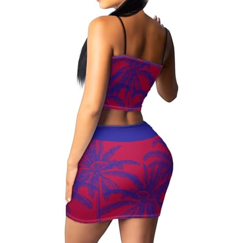 Image of 2025 Sexy Spaghetti Strap Crop Tops and Bodycon Skirt Casual 2 Piece Set S-4XL