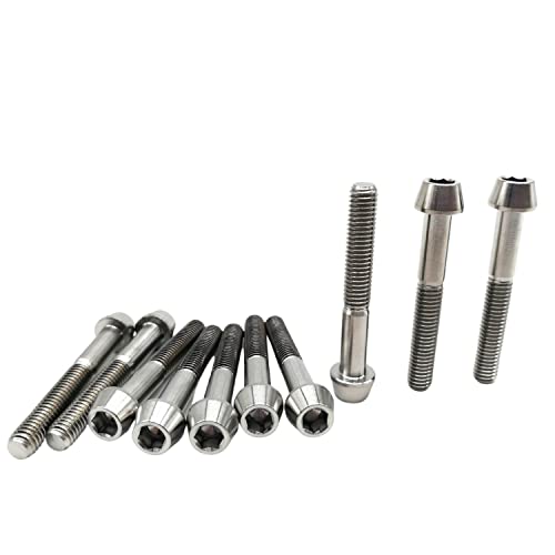 Image of RISON Titanium Bolts Ti Bolt M6*1.0 * 40 Hex Tapered Socket Head 5Pcs Original Titanium Hex Tapered Head Bolt Screw for Bike stem