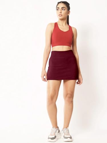 Image of Mehrang Skirt with Shorts for Women's & Girl's Solid High Waist Flared Skater Short Mini Skirt