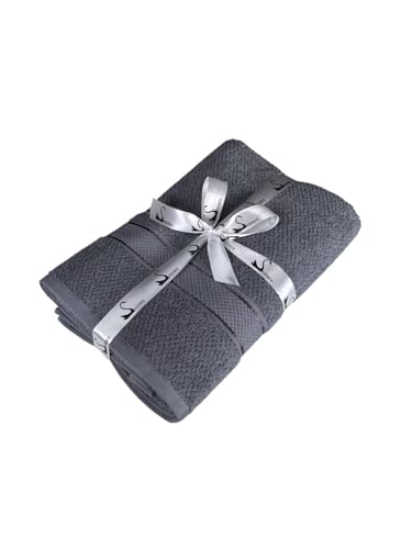 Image of SENSES By Riba Cotton Towels for Bath 550 GSM - Charcoal, 1 Pc | Super Soft, Large Size, Absorbent, Lightweight, Antimicrobial, Low Linting