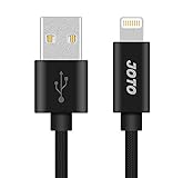 JOTO 10ft Lightning Cable Compatible with iPhone 13 Pro Max 13 Mini 12 11 XS XR X8 7 + SE 2020, iPad 10.2 9.7 Pro 10.5 12.9, [Heavy Duty Nylon Braided] Lightning Cable Data Sync Charge Cable -Black