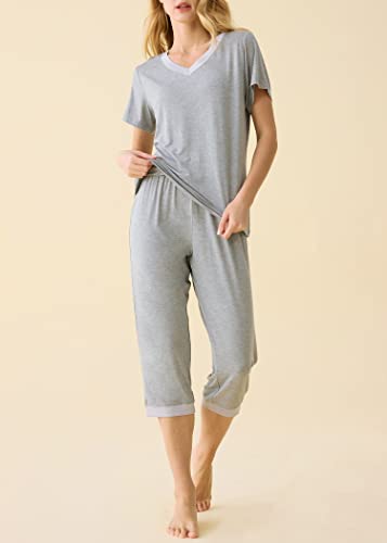 Latuza Women's Sleepwear Tops With Capri Pants Pajama Sets 2X Light Gray #TOP2