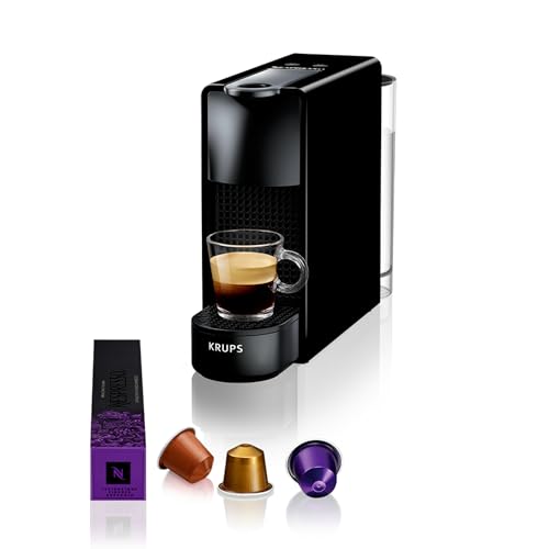 KRUPS Nespresso Essenza Mini, Cafetera de cápsulas, Compacta y fácil de usar, 2 opciones de café, Bomba de alta presión de 19 bares, Apagado automático, Color Negro, XN110NRD