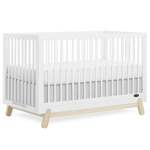 Image of Dream On Me Hygge 5-in-1 Convertible Full-Size Baby Crib in Vintage White Oak, GreenGuard Gold & JPMA, Converts to Toddler, Day & Full-Size Bed, Adjustable Mattress Heights, Modern Nursery