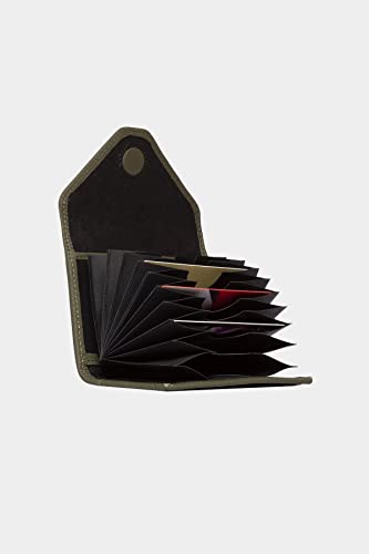 Image of grande 3639 Card Cases, Green, Small, Leather Card Holder With Magnetic Closure, Small Women Accordion Wallet
