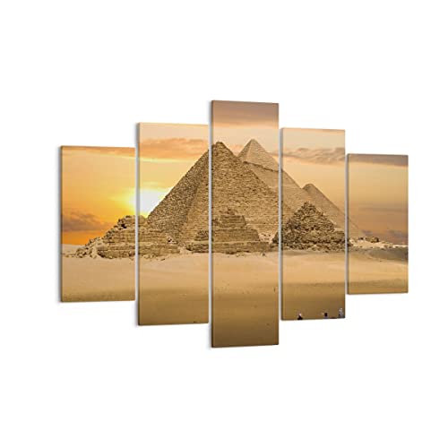 ARTTOR Lienzos decorativos 150x100cm Cuadro Sobre Lienzo Moderno Pirámide egipto desierto Grande XXL Dormitorio Cuadros Pared Tríptico 5 Piezas Cuadros Decoracion Salon Wall Art Prints EA150x100-2196