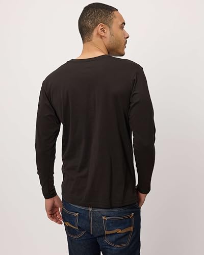 Real Essentials 3 Pack: Men's Cotton Performance Long Sleeve Crew Neck Pocket T-Shirt Athletic Top (Available in Big & Tall)3