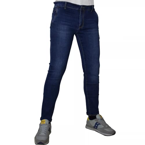 N+1 Jeans Uomo Slim Fit Elasticizzati 5 Tasche Slavati Taschino 46 48 50 52 54 56