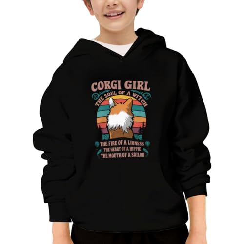 Funny Corgi Girl Hippie Sailor Hoodies for Teen Girls Boys Lightweight Kangaroo Pocket Sweatshirt
