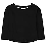 The Children's Place Girls' Long Sleeve Cross Back Thermal Lightweight Sweater, Black, Small